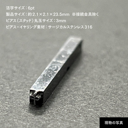 活字ピアス・イヤリング 6pt｜文字「中」