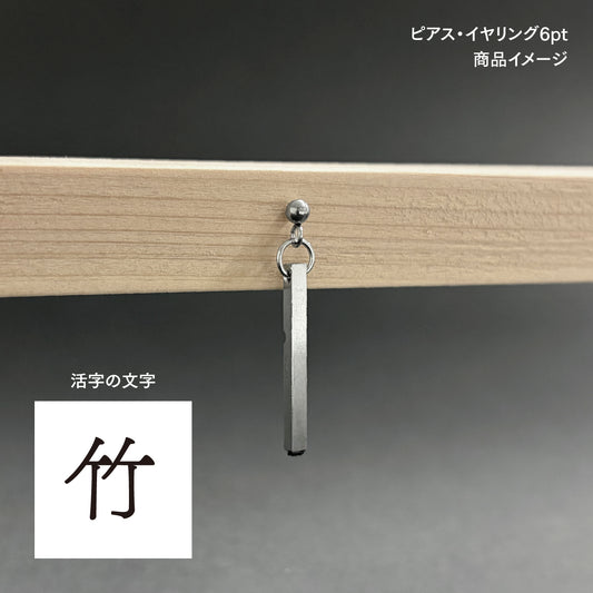 活字ピアス・イヤリング 6pt｜文字「竹」