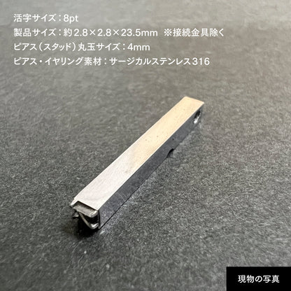 活字ピアス・イヤリング 8pt｜文字「不」
