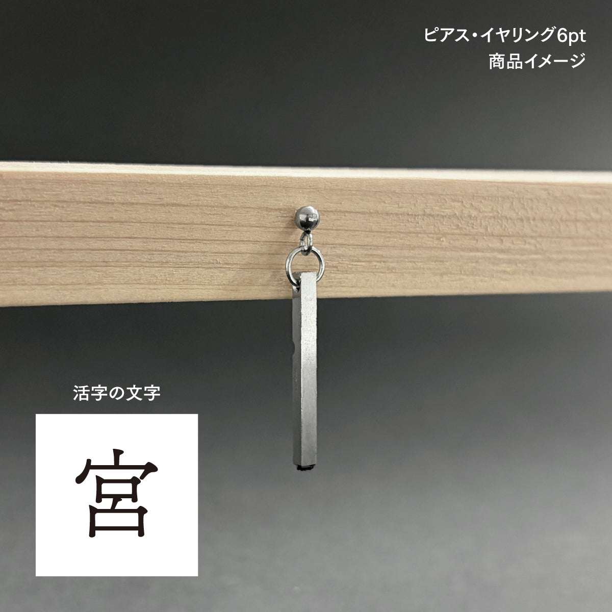活字ピアス・イヤリング 6pt｜文字「宮」