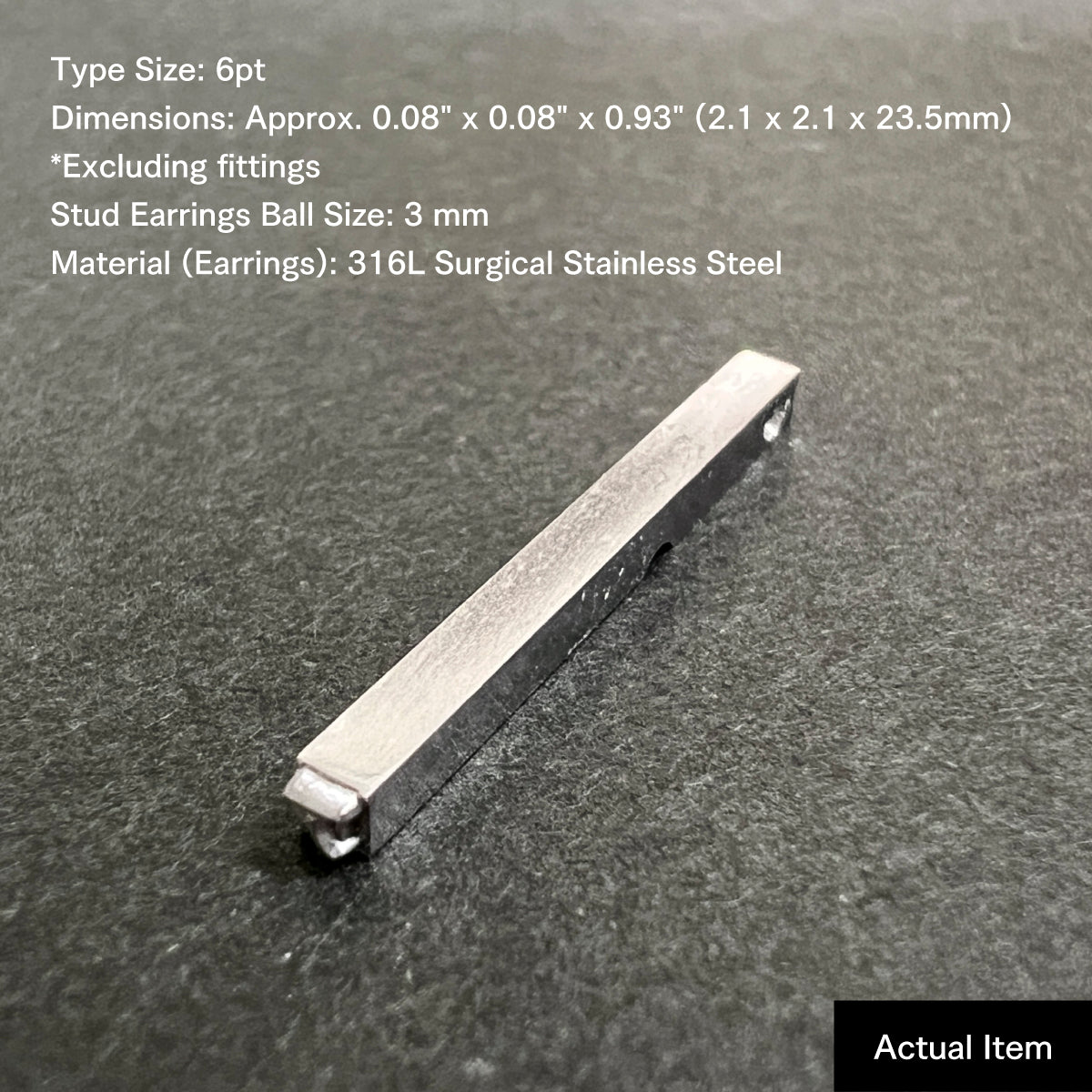 活字ピアス・イヤリング 6pt｜文字「ア」