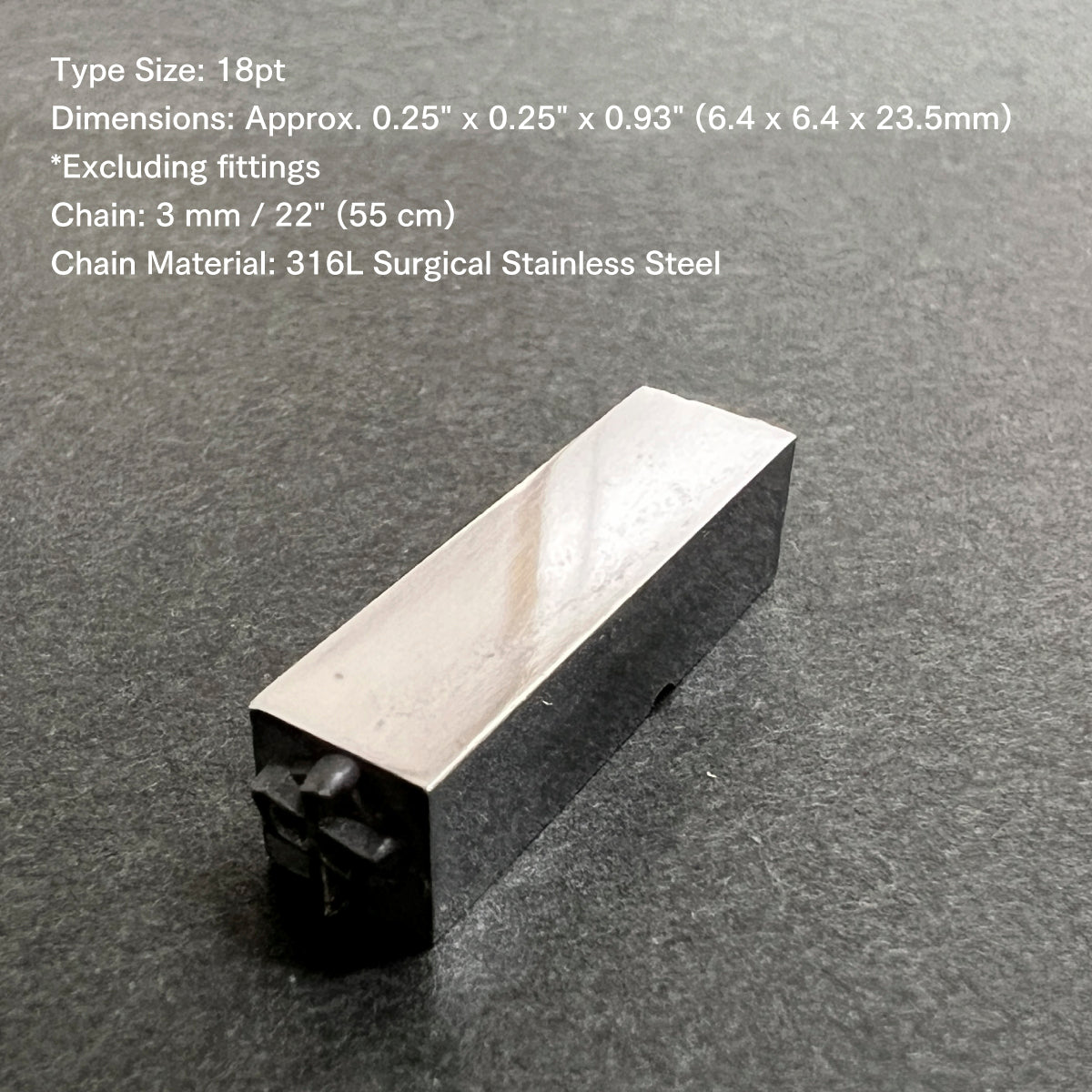 活字ネックレス 18pt｜文字「中」
